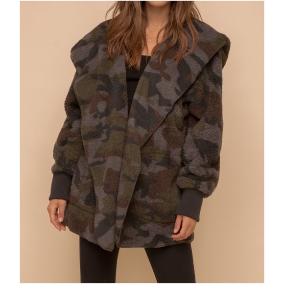 BellanBlue Jackets & Blazers - 03 Cozy Camo Print Open Front Hoodie Jacket